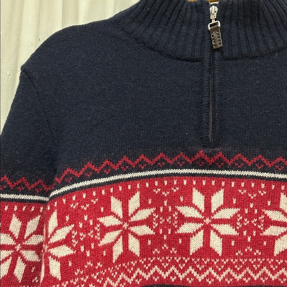Daniele Blasi Sweater Men’s M Navy and Red Snowflake Wool - Picture 9 of 10